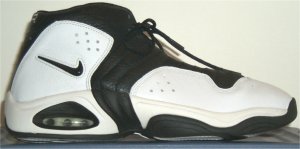 Nike Air C14 basketball shoes, white with black trim and SWOOSH