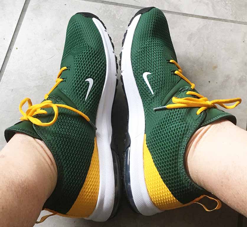 Green and gold Nike Air Max Typha 2 Green Bay Packers sneakers