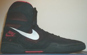Nike Air Reversal wrestling shoe: black, white SWOOSH, red trim