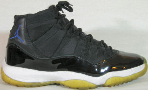 Air Jordan 11 "Space Jam" basketball shoe: Black, White, Blue