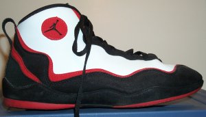 JORDAN Brand "Air Jordan Trainer" fitness shoe, white with black and red trim