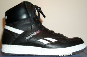 Reebok BB4600 classic basketball sneaker: black leather, white trim