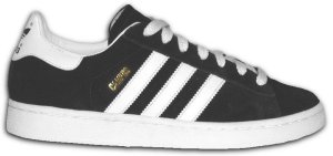 adidas Campus retro basketball shoe in black with white stripes