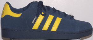 adidas Campus ST retro basketball shoe in dark blue with yellow stripes