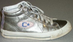 Converse "C-Star" high-top sneaker in metallic silver vinyl