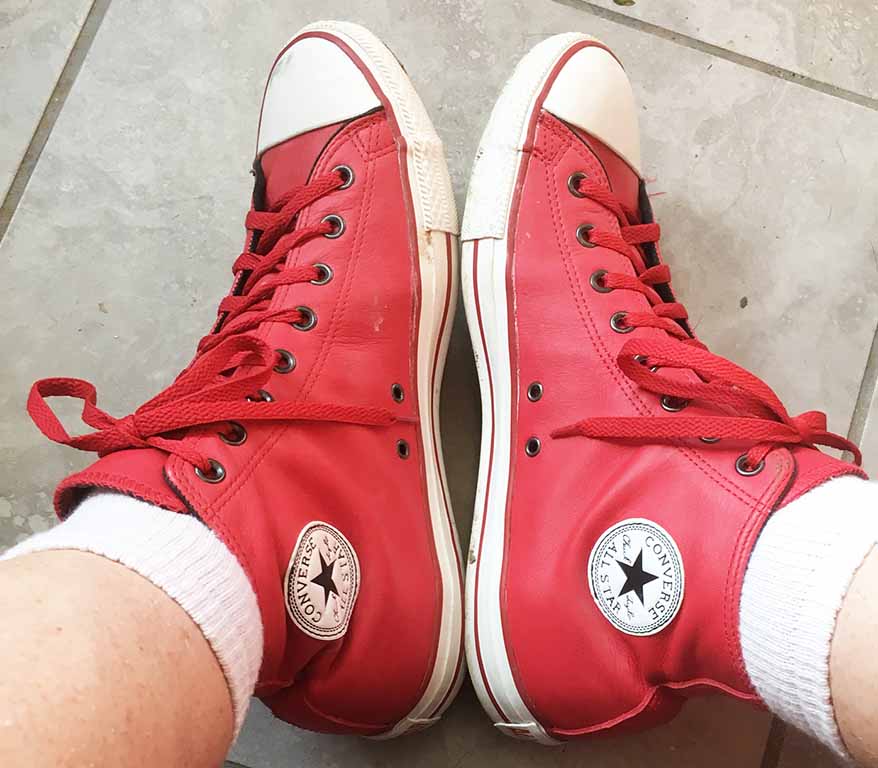 Red leather Converse CTAS hightops