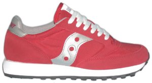 Saucony Jazz classic running shoe: red with silver trim
