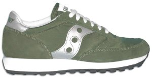 Saucony Jazz classic running shoe: green with silver trim