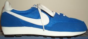 Nike LDV retro running shoe: blue nylon with white SWOOSH and white EVA midsole
