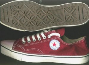 Red low-top "NEW STARS * BY GRANCOST " sneakers