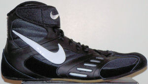 Nike Speedsweep V wrestling shoe, black with white SWOOSH and trim