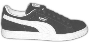 Puma "CLYDE" black suede sneakers with natural formstrip