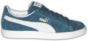 Puma "CLYDE" blue suede sneakers with natural formstrip