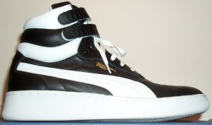 Puma Sky 2 high-top basketball sneaker: black with white Puma formstrip and trim