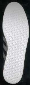 The sole of the adidas Gazelle athletic shoe