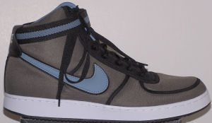 Nike Vandal high-top shoe: clay brown with gray and black SWOOSH and ankle strap