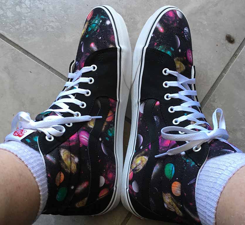 Vans Customs Sk8-Hi hightops with multicolored (outer space) patterns