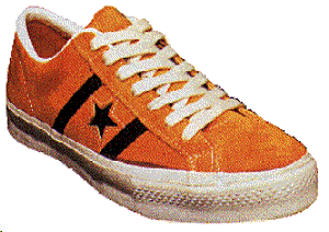 Converse 'stripe-star-stripe' suede sneaker in gold with black stripes and star