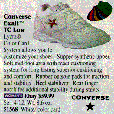Converse Exalt™ TC Low cheerleading sneakers, complete with "SUPPER synthetic upper."