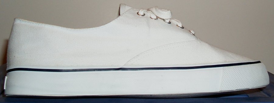 white canvas deck shoes