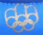 Close-up of 1976 Montreal Summer Olympics logo on the above pair of adidas sneakers