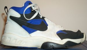 Nike Air Edge I mid-high cross-trainer: white, blue, black