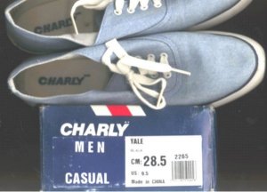 Charly boat shoe style sneakers in light blue with box