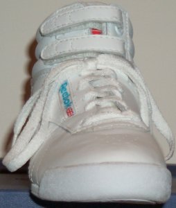 Reebok Freestyle white high-top, front view