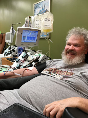 Charlie donating platelets