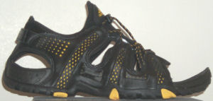 adidas Hellbender sport sandal: black with yellow trim