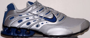 Nike Impax Run (2) running shoe in silver with blue SWOOSH and trim