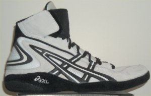 ASICS Jackal wrestling shoe: white with black trim