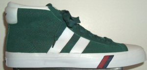 PRO-Keds Royal Plus Hi-Cut sneaker in green perforated suede with white stripes