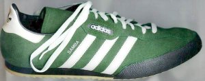 The adidas Samba Super Suede sneaker in green with white trim and stripes