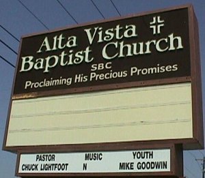 Alta Vista Baptist Church sign