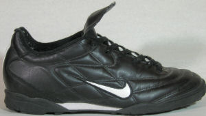 Nike Tiempo 750 TR soccer boot, black with white SWOOSH